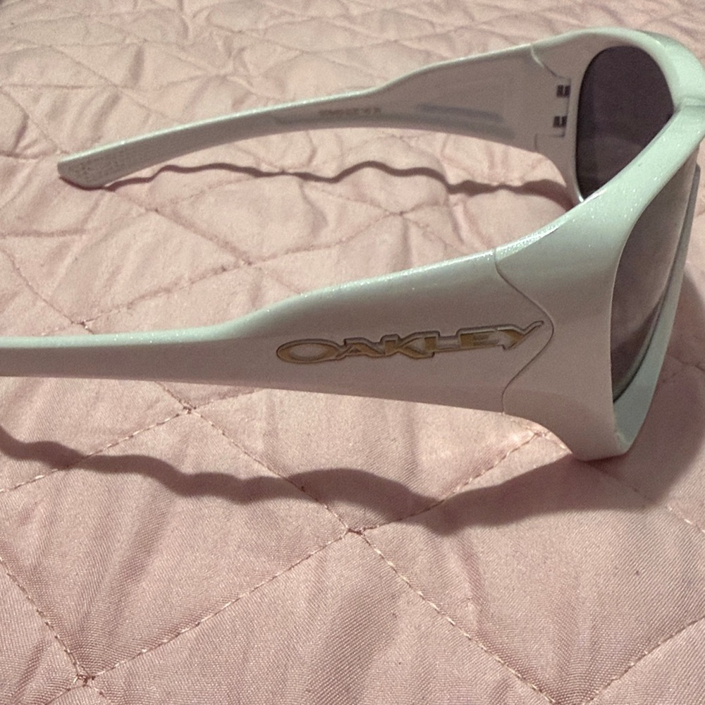 Oakley White Sunglasses with Gold Accents